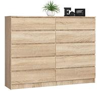 AKORD Commode K-160 avec 10 Tiroirs | Commode Classique pour La Chambre, Salon | Meuble de Rangement | L160 x H121 x P40 cm, Poids 80 kg | Chêne de Sonoma