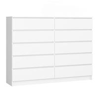 AKORD Commode K-160 avec 10 Tiroirs | Commode Classique pour La Chambre, Salon | Meuble de Rangement | L160 x H121 x P40 cm, Poids 80 kg | Blanche