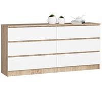 Akord Commode 6 tiroirs - Blanc chêne sonoma