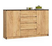AKORD Commode K 160 cm 4 Tiroirs et 2 Portes pour Le Salon| Chambre | Bureau | Bureau Design Moderne | Fonctionnel Panneau Stratifié 16mm | Chêne Artisanal