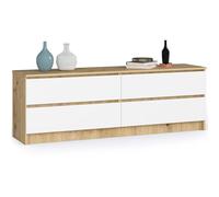AKORD Commode K 160 cm 4 Tiroirs Meuble Debout pour Le Salon| Chambre | Bureau Salon Design Elégant Panneau Stratifié 16mm | Couleur Chêne Artisan/Blanc