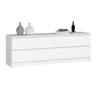 AKORD Commode K 160 cm 4 Tiroirs Meuble Debout pour Le Salon| Chambre | Bureau Salon Design Elégant Panneau Stratifié 16mm | Blanc