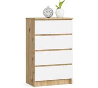 AKORD Commode K60 à 4 tiroirs Panneaux stratifiés Chêne Artisan Pour chambre et bureau