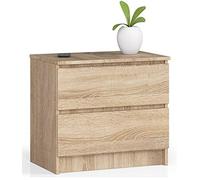 AKORD Commode K60 avec 2 tiroirs | Commode Classique pour La Chambre, Salon | Meuble de Rangement | L60 x H55 x P40 cm | Poids 20 kg | Chêne de Sonoma