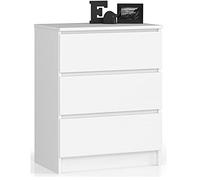 AKORD Commode K60 avec 3 tiroirs | Commode Classique pour La Chambre, Salon | Meuble de Rangement | L60 x H77 x P40 cm | Poids 25 kg | Blanche