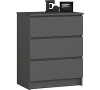 AKORD Commode K60 avec 3 tiroirs | Commode Classique pour La Chambre, Salon | Meuble de Rangement | L60 x H77 x P40 cm | Poids 25 kg | Gris Graphite