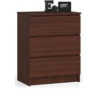 AKORD Commode K60 avec 3 tiroirs | Commode Classique pour La Chambre, Salon | Meuble de Rangement | L60 x H77 x P40 cm | Poids 25 kg | Wengé