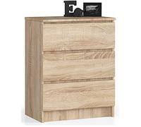 AKORD Commode K60 avec 3 tiroirs | Commode Classique pour La Chambre, Salon | Meuble de Rangement | L60 x H77 x P40 cm | Poids 25 kg | Chêne de Sonoma