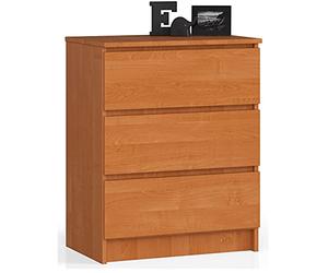 AKORD Commode K60 avec 3 tiroirs | Commode Classique pour La Chambre, Salon | Meuble de Rangement | L60 x H77 x P40 cm | Poids 25 kg | Aulne