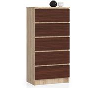 Akord Furniture Factory – Commode AKORD K60 – 5 tiroirs façade Wengé L60×H121×P40 cm Chêne Sonoma