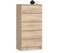 AKORD Commode K60 avec 5 tiroirs | Commode Classique pour La Chambre, Salon | Meuble de Rangement | L60 x H121 x P40 cm | Poids 39 kg | Chêne de Sonoma