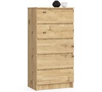AKORD Commode K60 avec 5 tiroirs | Commode Classique pour La Chambre, Salon | Meuble de Rangement | L60 x H121 x P40 cm | Poids 39 kg | Chêne Artisanal