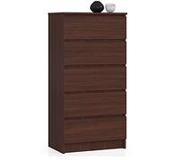 AKORD Commode K60 avec 5 tiroirs | Commode Classique pour La Chambre, Salon | Meuble de Rangement | L60 x H121 x P40 cm | Poids 39 kg | Wengé
