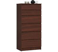 AKORD Commode K60 avec 6 tiroirs | Commode Classique pour La Chambre, Salon | Meuble de Rangement | L60 x H130 x P40 cm | Poids 43 kg | Wengé
