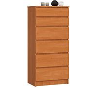 AKORD Commode K60 avec 6 tiroirs | Commode Classique pour La Chambre, Salon | Meuble de Rangement | L60 x H130 x P40 cm | Poids 43 kg | Aulne