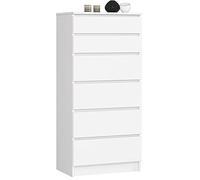 AKORD Commode K60 avec 6 tiroirs | Commode Classique pour La Chambre, Salon | Meuble de Rangement | L60 x H130 x P40 cm | Poids 43 kg | Blanche