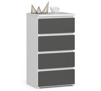 AKORD | Commode | Tiroirs | Tiroirs à roulettes | Fonctionnel | Idéal en Set | Robuste | Design Universel | Blanc | Gris Graphite