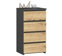 AKORD | Commode | Tiroirs | Tiroirs à roulettes | Fonctionnel | Idéal en Set | Robuste | Design Universel | Gris Graphite/Chêne Artisanal