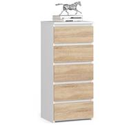 AKORD | Commode | Tiroirs | Tiroirs roulants | Fonctionnel | Idéal en Set | Robuste | Design Universel | Blanc | Chêne Sonoma