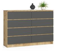 Akord Dressoir 8 Tiroirs Chêne Artisan/Gris Graphite 138X40X99