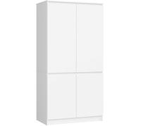 AKORD Empeigne pour armoire S90 90 cm | Armoire à vêtements avec 4 portes et miroir | Extension de garde-robe | L90 x A180 x P51 cm | Poids 66,6 kg | Blanc