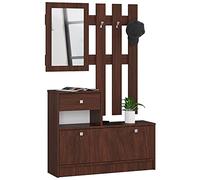 AKORD Ensemble Armoire 2 Parties | Banc Meuble Chaussure avec Cintre et Tiroir | L90 x H70 x P25 cm et Armoire Murale avec Miroir L90 x H100 cm Poids 39 kg | Commode Rangement Chaussures