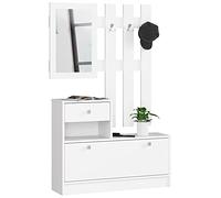 AKORD Ensemble Armoire 2 Parties | Banc Meuble Chaussure avec Cintre et Tiroir | L90 x H70 x P25 cm et Armoire Murale avec Miroir L90 x H100 cm Poids 39 kg | Commode Rangement Chaussures