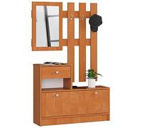 AKORD Ensemble Armoire 2 Parties | Banc Meuble Chaussure avec Cintre et Tiroir | L90 x H70 x P25 cm et Armoire Murale avec Miroir L90 x H100 cm Poids 39 kg | Commode Rangement Chaussures