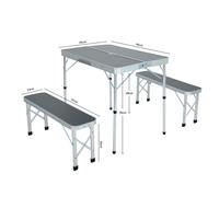 Akord Ensemble De Voyage Roi Table + 2 Bancs Gris 87X23X38