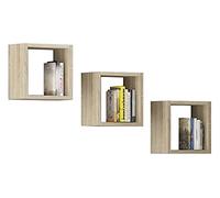 AKORD Etagere Cube Murale Lot de 3 Etagère Carrée | 25x25 cm Etagere Carre Mural pour Livres Fleurs | Salon Chambre Design Fonctionnel | Cube Mural de Rangement Panneau Stratifié 16mm