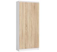 Akord Étagère Fermée 2 Portes 8 Niveaux Blanc Chêne Sonoma 80X35X180