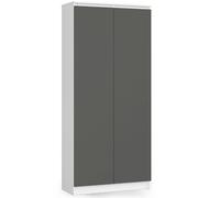 Akord Étagère Fermée 2 Portes 8 Niveaux Blanc Gris Graphite 80X35X180