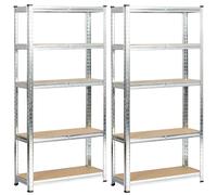 Akord Étagère Métallique 10 Tablettes Argent 70X30X154