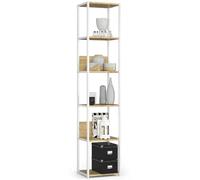 Akord Étagère Métallique Loft Blanc/Chêne Artisan 40X32X192
