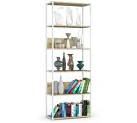 Akord Étagère Métallique Loft Blanc/Chêne Artisan 70X32X192