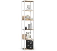 Akord Étagère Métallique Loft Blanc/Chêne Sonoma 40X32X192