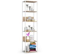 Akord Étagère Métallique Loft Blanc/Chêne Sonoma 50X32X192