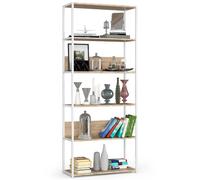 Akord Étagère Métallique Loft Blanc/Chêne Sonoma 80X32X192