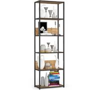 Akord Étagère Métallique Loft Noir/Chêne Craft 60X32X192