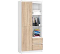 Akord Étagère Ouverte Blanc/Chêne Sonoma 80X35X180