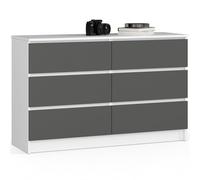AKORD Grande Commode | Armoire à comode | Gain de Place | Pratique | Robuste | Guidage à roulettes | Chant ABS | Commode Rangement | Meubles de Salon | Blanc/Gris Graphite