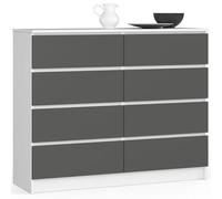 AKORD Grande Commode | Armoire à comode | Gain de Place | Pratique | Robuste | Guidage à roulettes | Chant ABS | Commode Rangement | Meubles de Salon | Blanc/Gris Graphite