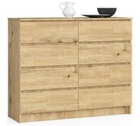 AKORD Grande Commode | Armoire à comode | Gain de Place | Pratique | Robuste | Guidage à roulettes | Chant ABS | Commode Rangement | Meubles de Salon | Chêne Artisanal