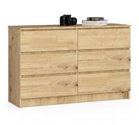 AKORD Grande Commode | Armoire à comode | Gain de Place | Pratique | Robuste | Guidage à roulettes | Chant ABS | Commode Rangement | Meubles de Salon | Chêne Artisanal