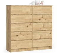 AKORD Grande Commode | Armoire à comode | Gain de Place | Pratique | Robuste | Guidage à roulettes | Chant ABS | Commode Rangement | Meubles de Salon | Chêne Artisanal