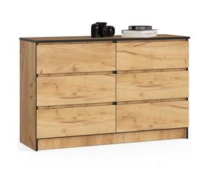 AKORD Grande Commode | Armoire à comode | Gain de Place | Pratique | Robuste | Guidage à roulettes | Chant ABS | Commode Rangement | Meubles de Salon | Artisanat Chêne