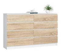 AKORD Grande Commode | Armoire à tiroirs | Commode Salon | Commode Rangement | pour Le Salon | pour la Chambre | Durable | Guidage à roulettes | Meubles de Salon | Chêne Blanc | Sonoma
