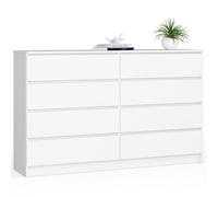 AKORD Grande Commode | Armoire à tiroirs | Commode Salon | Commode Rangement | pour Le Salon | pour la Chambre | Durable | Guidage à roulettes | Meubles de Salon | Blanc