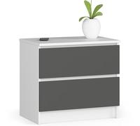 AKORD K60 Commode avec 2 tiroirs pour Le Salon, la Chambre, Le Bureau Design Fonctionnel Moderne 60 x 55 x 40 cm (l x H x P) Poids 20 kg Blanc/Gris Graphite