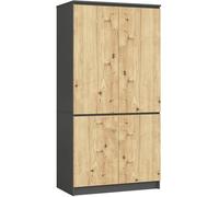 AKORD Kit d'armoire S90 90 cm | Penderie à 4 portes | Extension de garde-robe | 90 x 180 x 51 cm | Poids 66,6 kg | Gris graphite/chêne artisanal